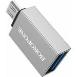 Borofone BV2 Μετατροπέας Micro USB σε USB-A – USB 3.0, OTG, Ταχύτητα έως 5Gbps - Ασημί