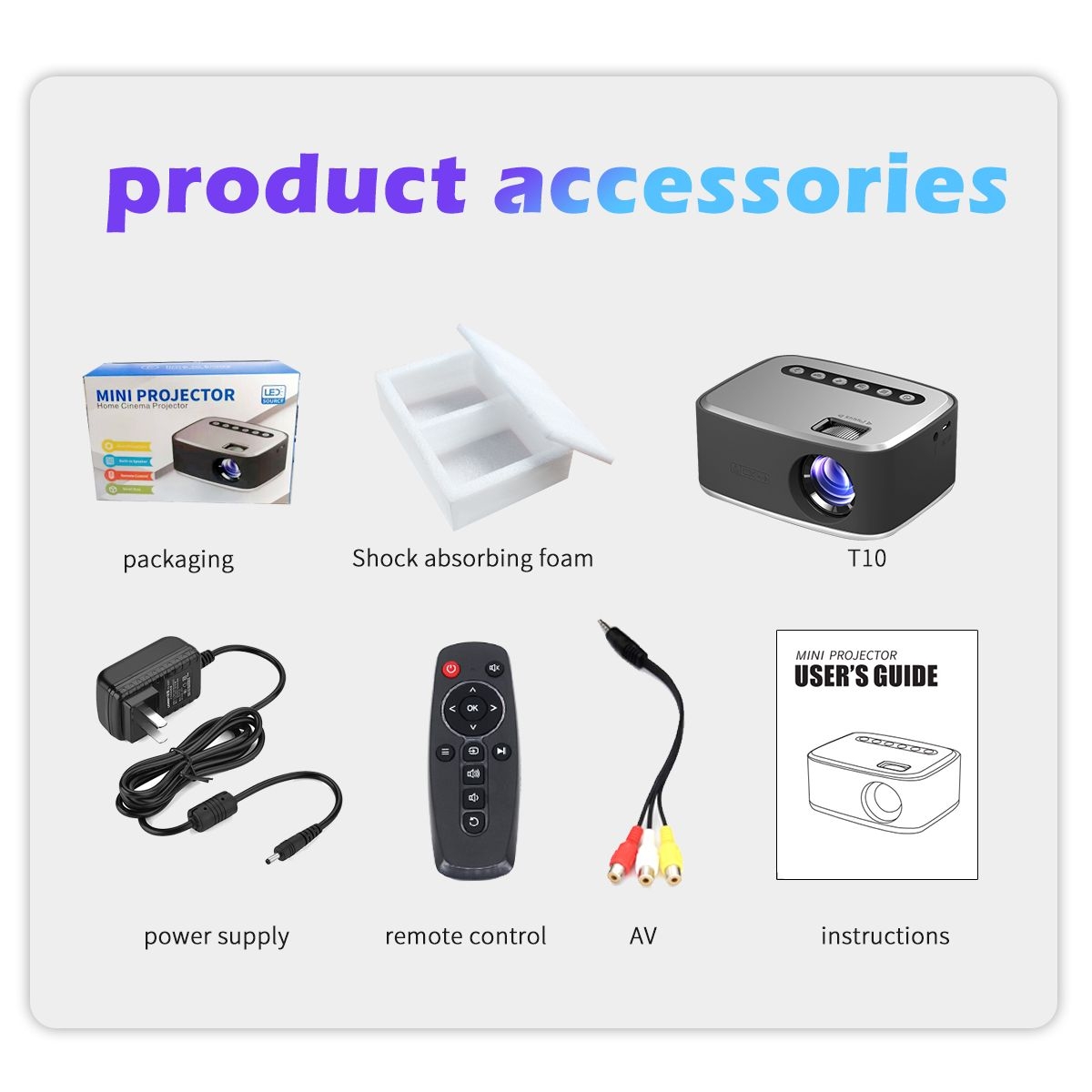 Mini Projector LCD LED T20 με Wi-Fi & Ενσωματωμένα Ηχεία – 500 Lumens, 1080p - Γκρί
