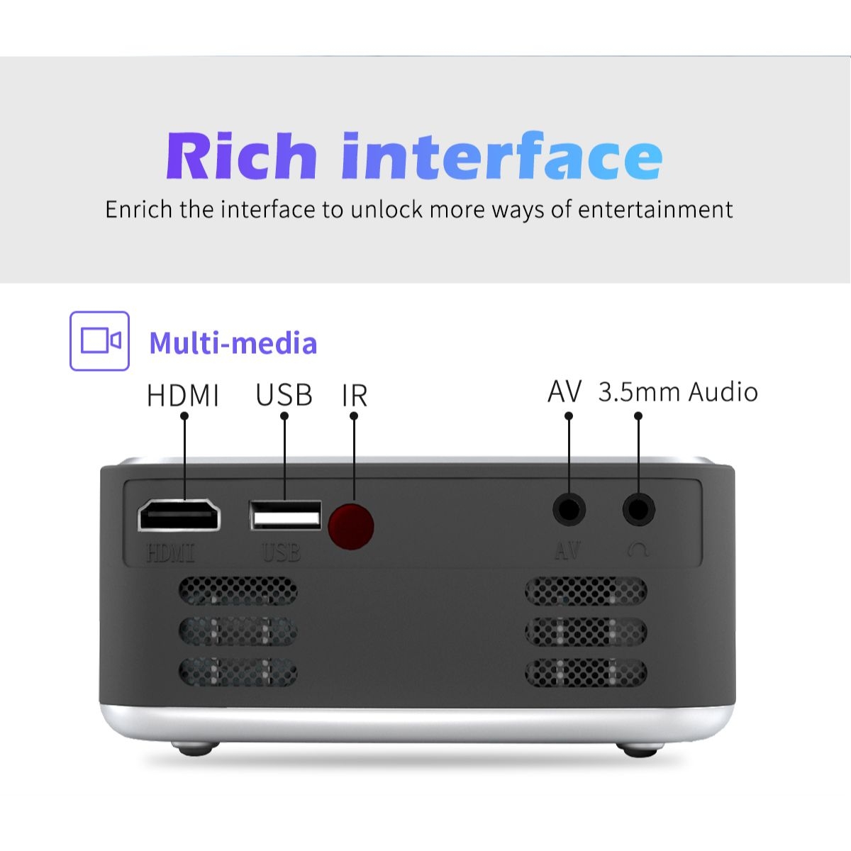 Mini Projector LCD LED T20 με Wi-Fi & Ενσωματωμένα Ηχεία – 500 Lumens, 1080p - Γκρί