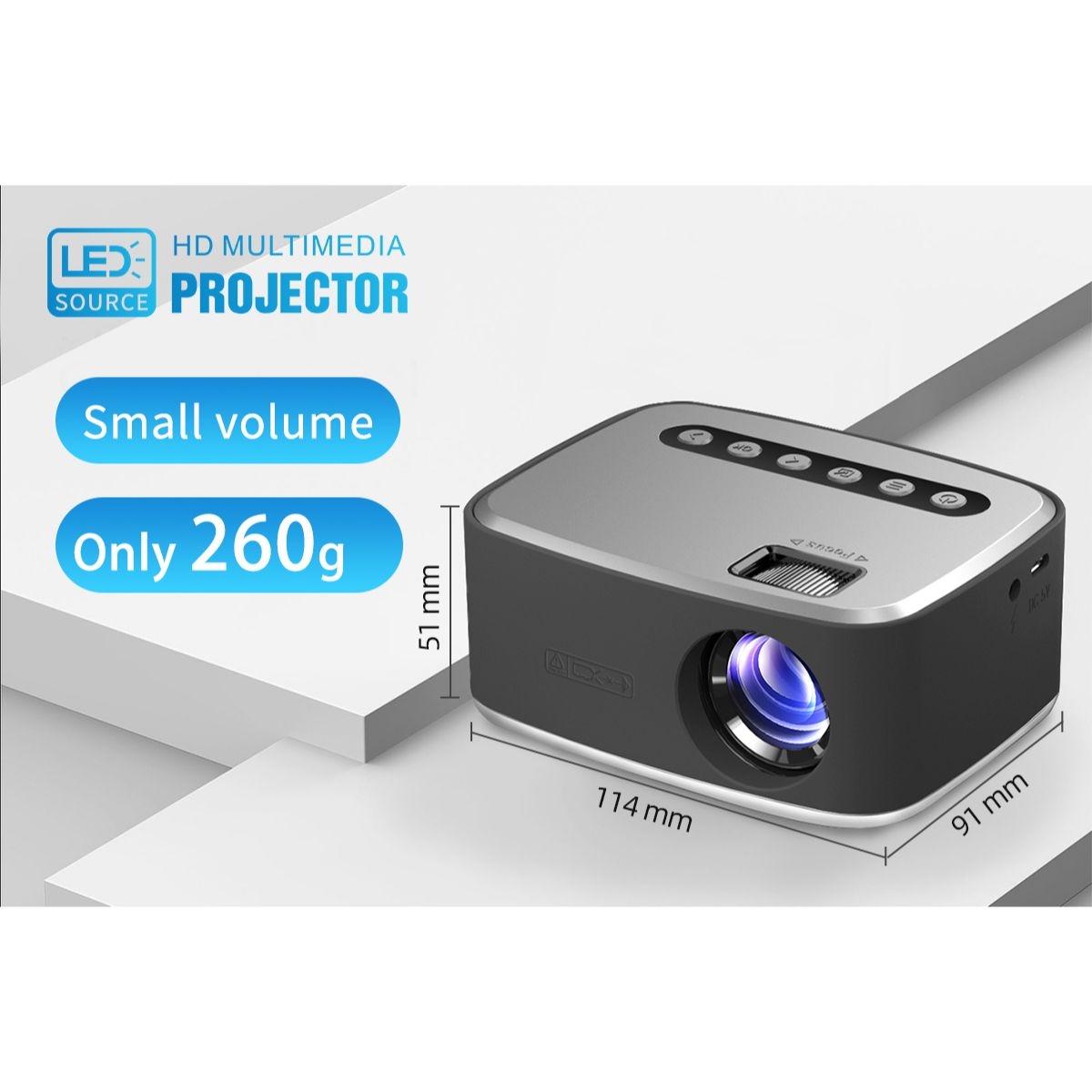 Mini Projector LCD LED T20 με Wi-Fi & Ενσωματωμένα Ηχεία – 500 Lumens, 1080p - Γκρί