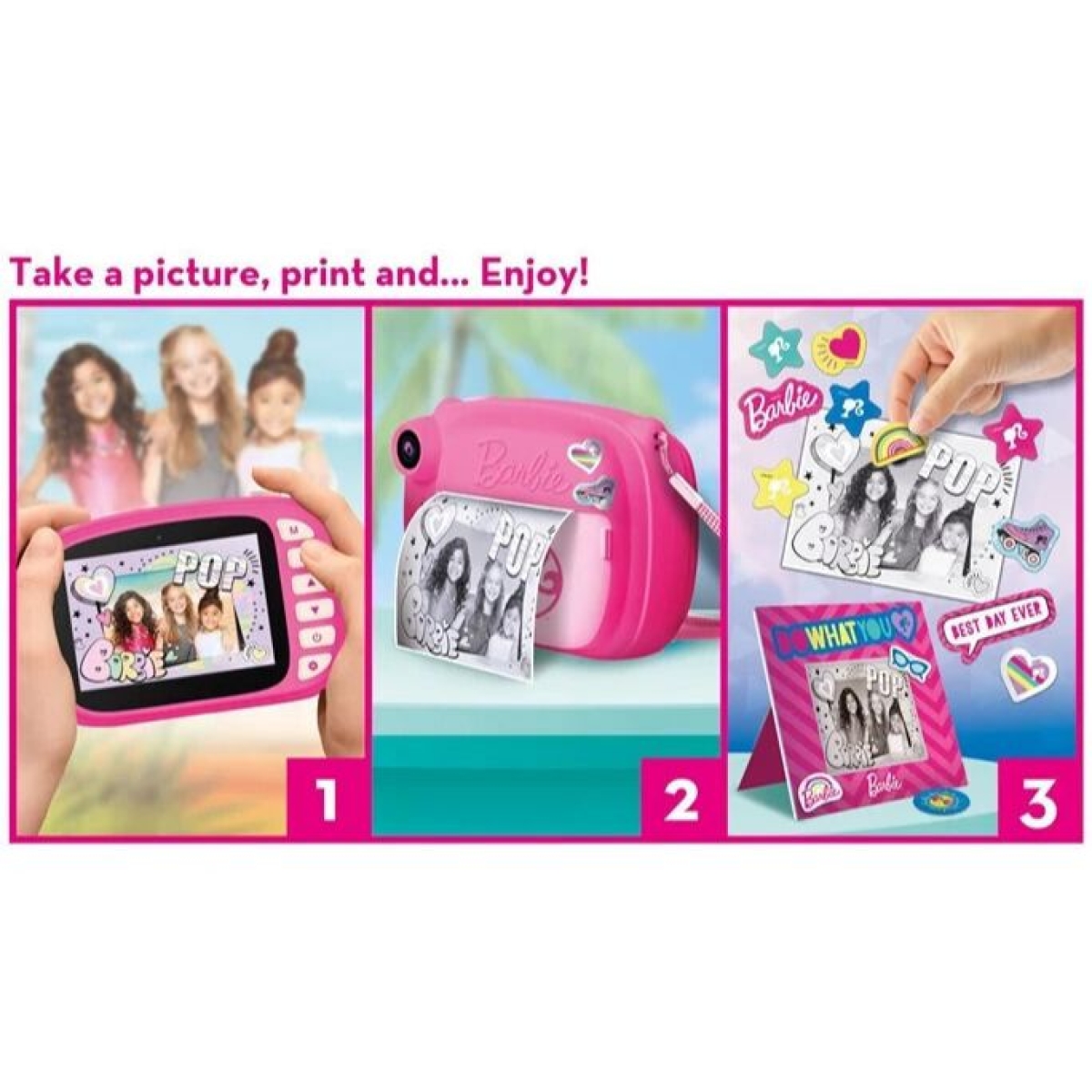 Σετ Barbie Ρολόι Lexibook Ψηφιακής Προβολής με 20 Εικόνες + Instant Φωτογραφική Μηχανή Lisciani Print Camera