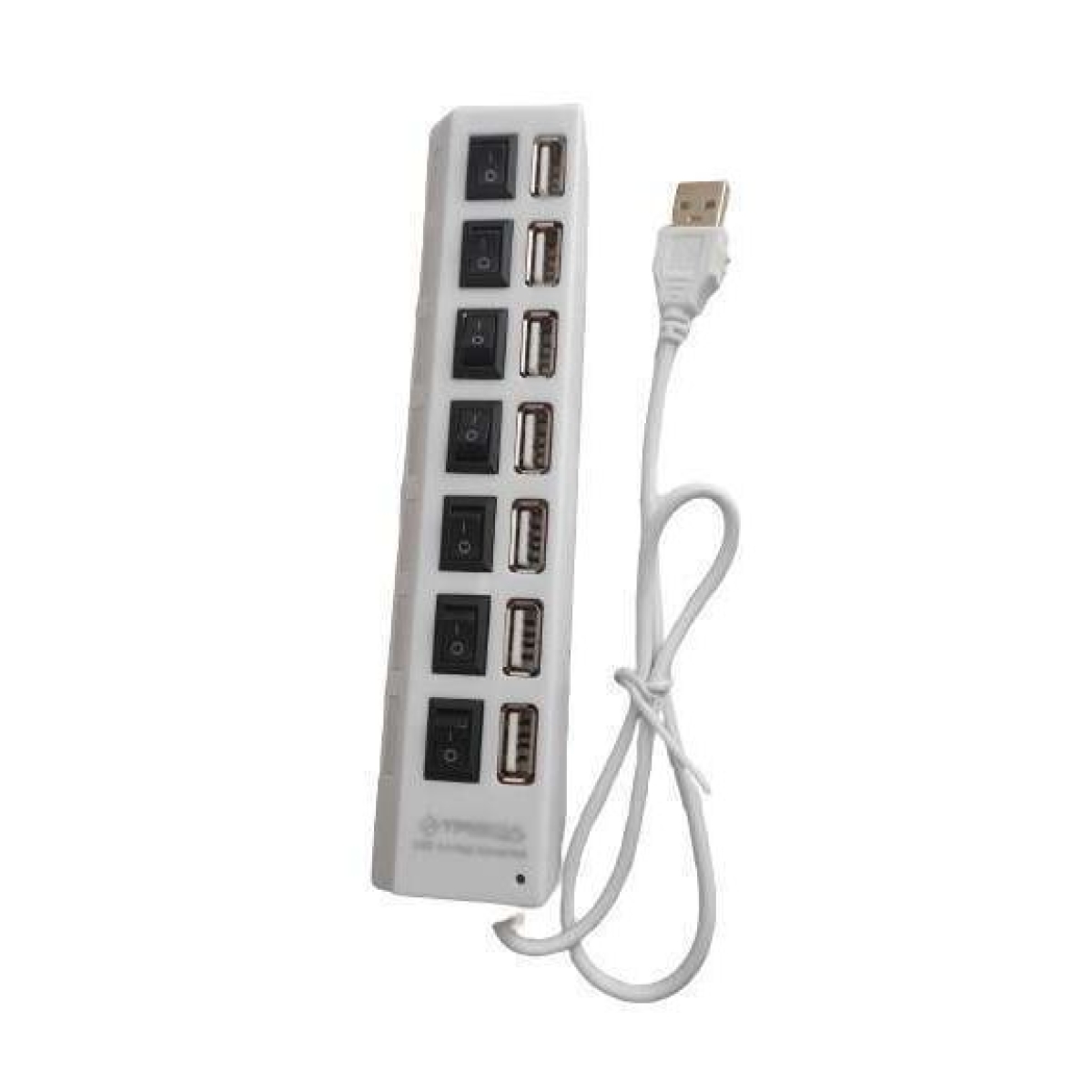 USB 2.0 Hub 7 Θυρών με Σύνδεση USB-A – Λευκό, Ταχύτητα 480Mbps, Μεμονωμένοι Διακόπτες On/Off