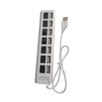 USB 2.0 Hub 7 Θυρών με Σύνδεση USB-A – Λευκό, Ταχύτητα 480Mbps, Μεμονωμένοι Διακόπτες On/Off