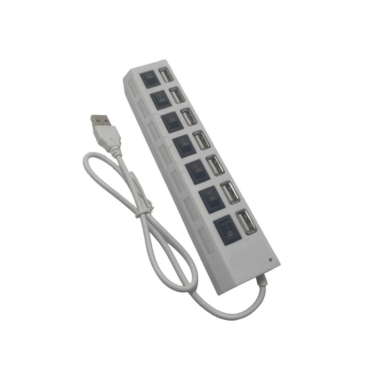 USB 2.0 Hub 7 Θυρών με Σύνδεση USB-A – Λευκό, Ταχύτητα 480Mbps, Μεμονωμένοι Διακόπτες On/Off