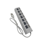 USB 2.0 Hub 7 Θυρών με Σύνδεση USB-A – Λευκό, Ταχύτητα 480Mbps, Μεμονωμένοι Διακόπτες On/Off