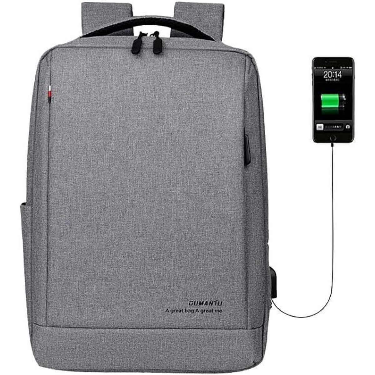 Oumantu 9003 Αδιάβροχο Σακίδιο Πλάτης 14.6lt με Θήκη Laptop & Θύρα USB - Γκρί