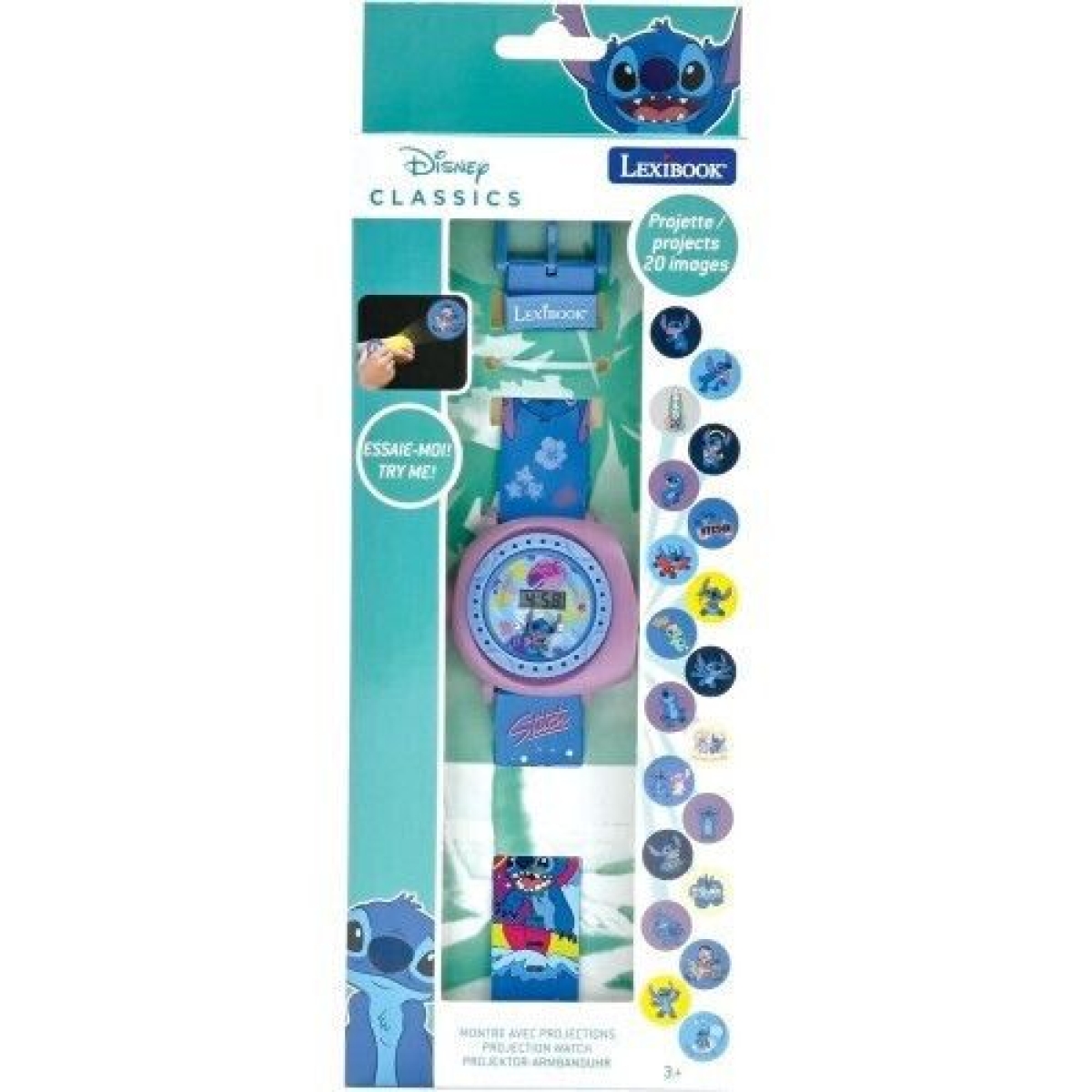 Σετ Stitch Lexibook Παιδικό Ρολόι Προβολής με 20 Εικόνες + Εκπαιδευτικό Δίγλωσσο Laptop Ελληνικά/Αγγλικά
