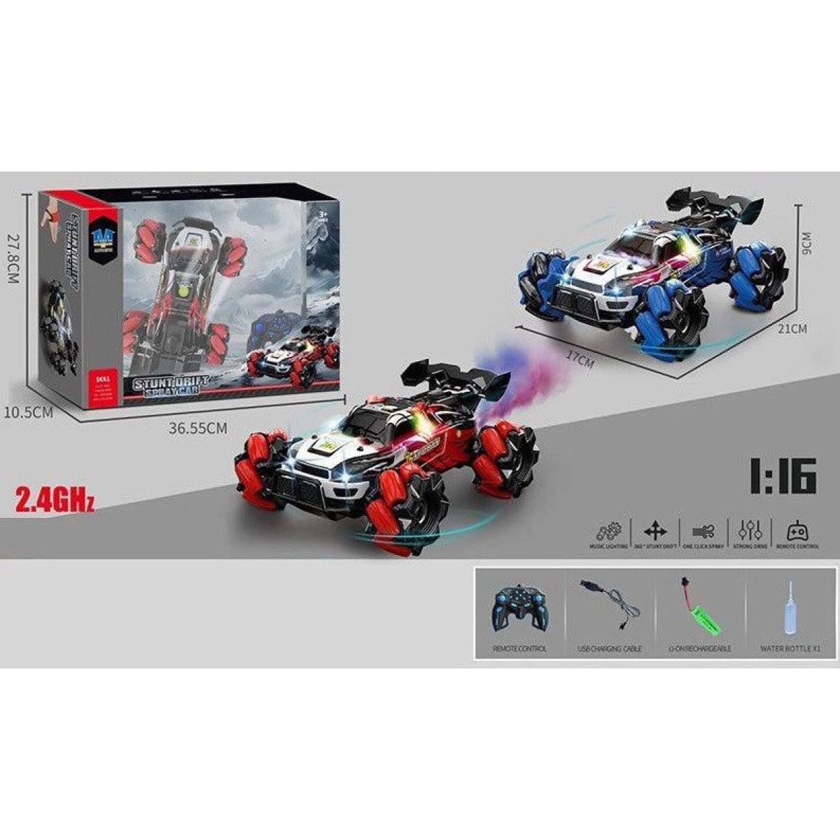 Τηλεκατευθυνόμενο Αυτοκίνητο RC Stunt Car 2.4GHz 4WD με Gesture Control, Φώτα, Ήχους & Εφέ Καπνού