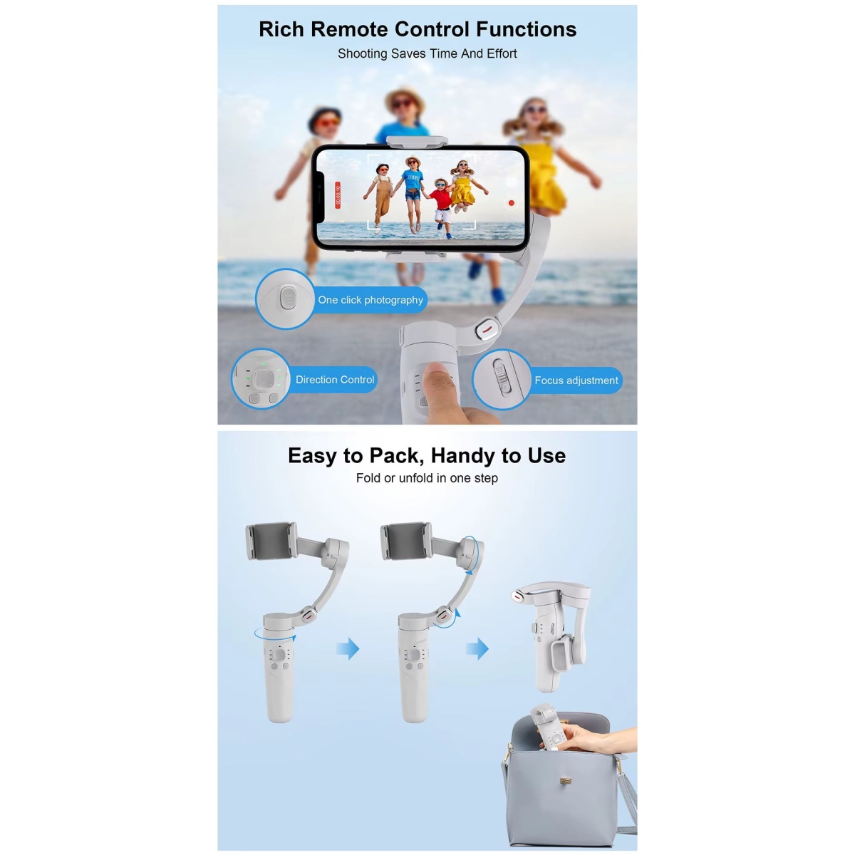 M1 3-Axis Gimbal Stabilizer με Τρίποδο – Selfie Stick με Face Tracking & Gesture Control