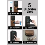 YOHEEN X8 Smart Door Lock – Ηλεκτρονική Έξυπνη Κλειδαριά με Δακτυλικό Αποτύπωμα, Κωδικό, Κάρτα & Εφαρμογή Tuya/TTLock