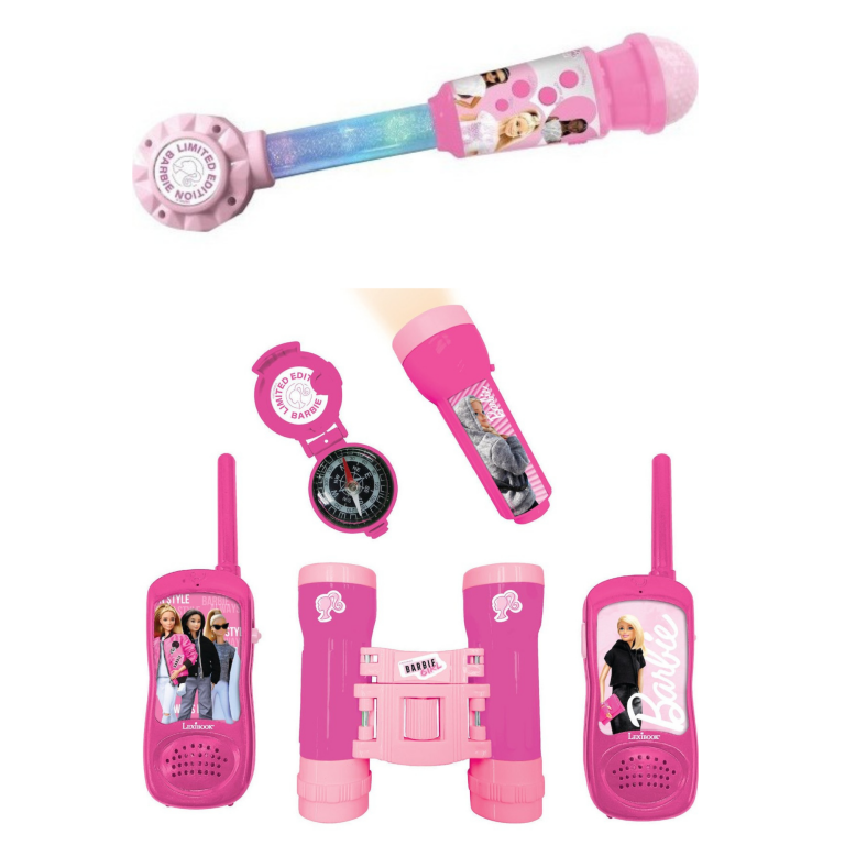 Lexibook Barbie Adventure & Music Set 6 τεμαχίων με Walkie-Talkie, Κιάλια, Φακό, Πυξίδα & Μικρόφωνο
