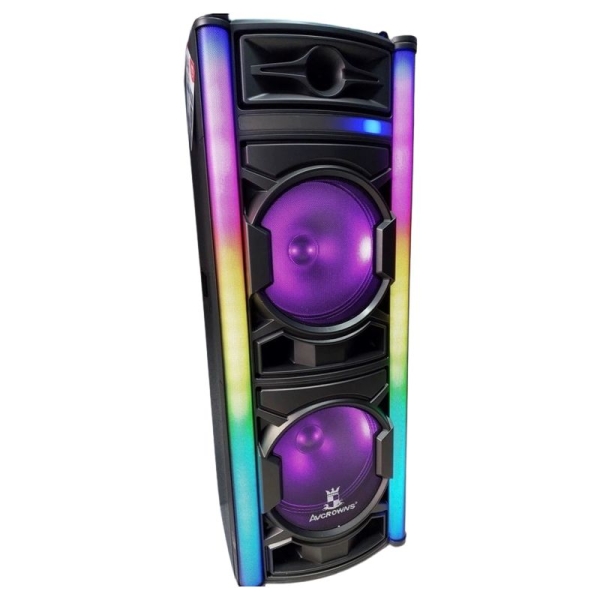 AVCROWNS CH-1286 Karaoke Ηχείο 2x12" 20000W Επαναφορτιζόμενο με 2 Ενσύρματα Μικρόφωνα & Τηλεχειριστήριο – Μαύρο