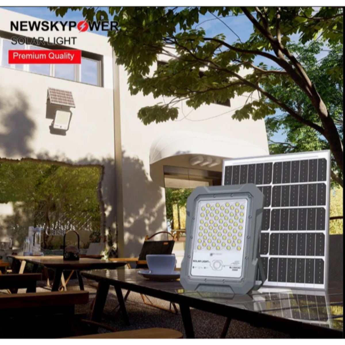 Ηλιακός Προβολέας LED MJ-BW1500 – 1500W, 5401LM, Radar Sensor, Τηλεχειριστήριο, Αδιάβροχος IP65