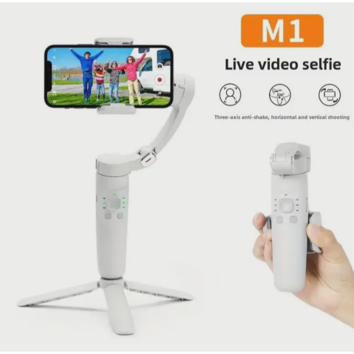 M1 3-Axis Gimbal Stabilizer με Τρίποδο – Selfie Stick με Face Tracking & Gesture Control