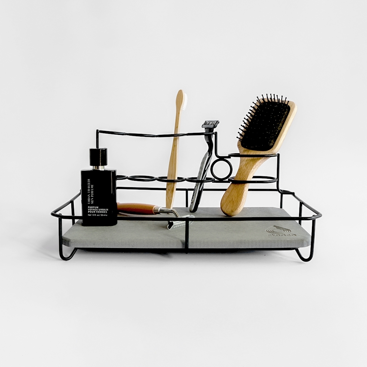 Stonea Βάση για Οδοντόβουρτσες και Αξεσουάρ Μπάνιου από Διατομίτη AUDIA 31x14.5x20.5cm Neptune/Black STO-AUD-BK-NEP - Image 3