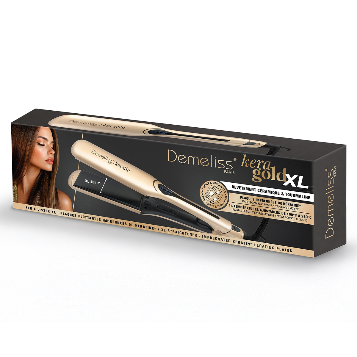 DEMELISS Kera Gold SA-2401 Ψηφιακή Πρέσα Μαλλιών με XL Κεραμικές Πλάκες 230°C Χρυσή - Image 2