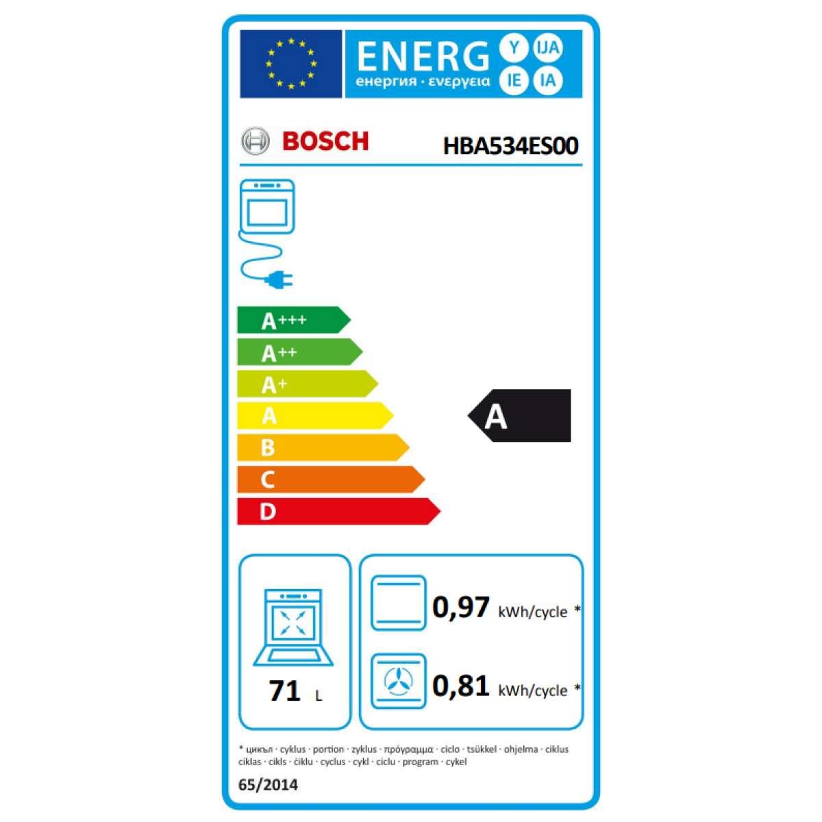 Bosch Φούρνος άνω Πάγκου 71lt χωρίς Εστίες Π59.4εκ. Inox HBA534ES0 - Image 2