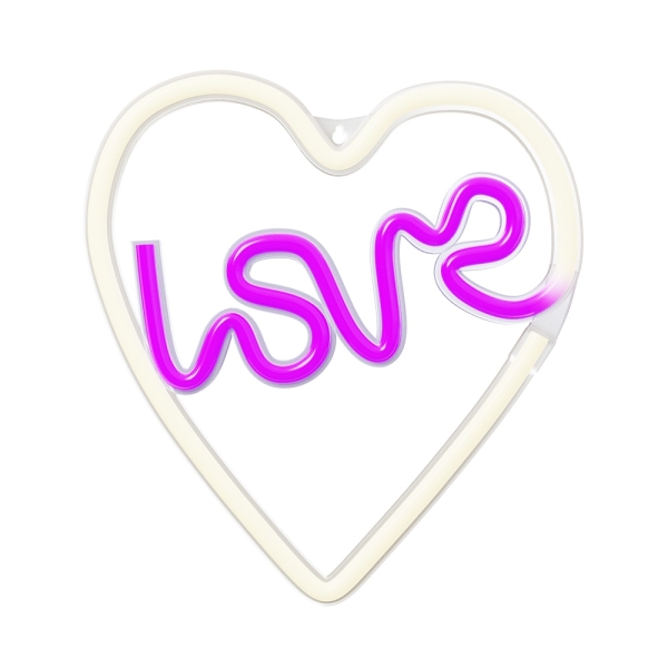 Neolia Διακοσμητικό Φωτιστικό Neon LED Light LOVE HEART Μωβ Λευκό NNE02