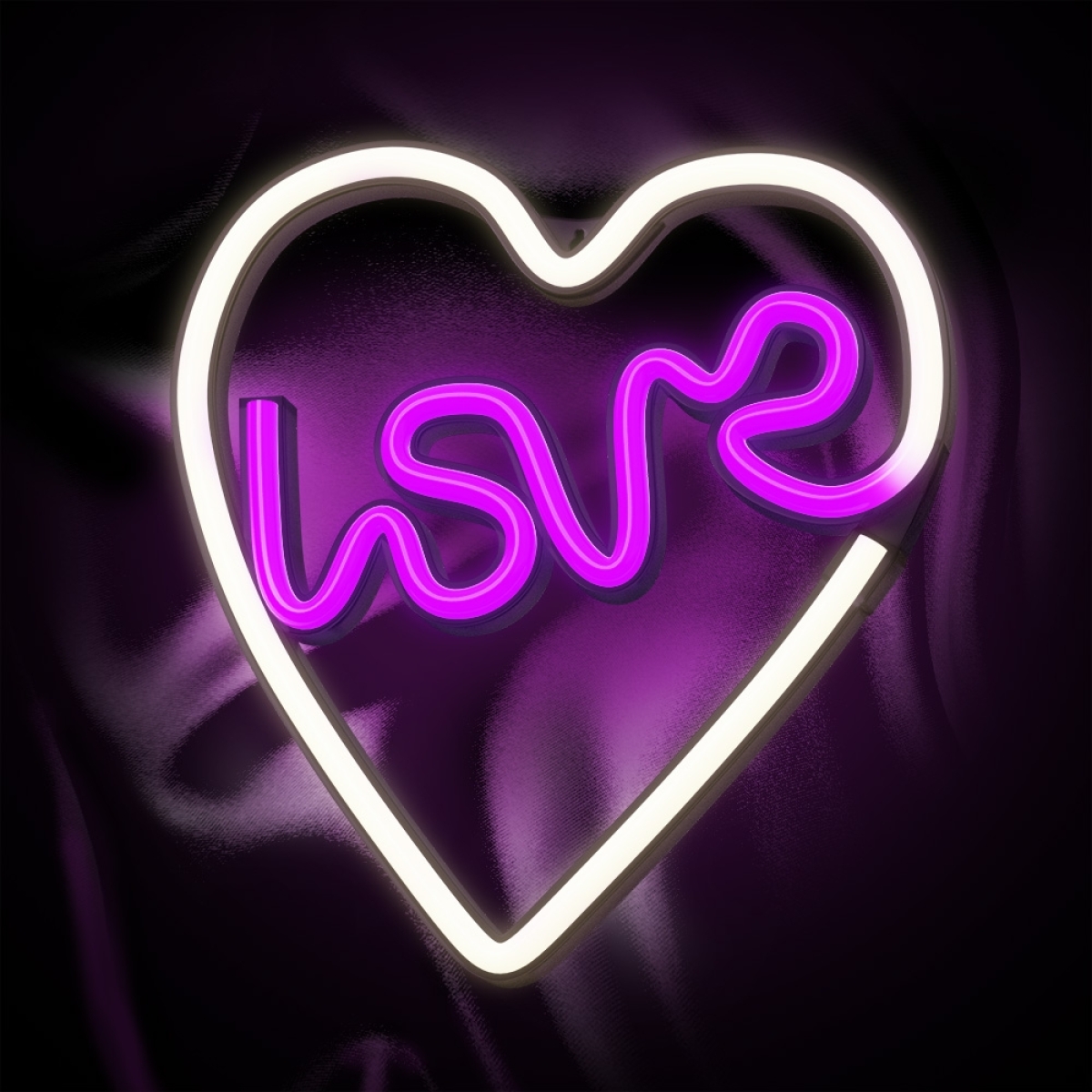 Neolia Διακοσμητικό Φωτιστικό Neon LED Light LOVE HEART Μωβ Λευκό NNE02 - Image 4