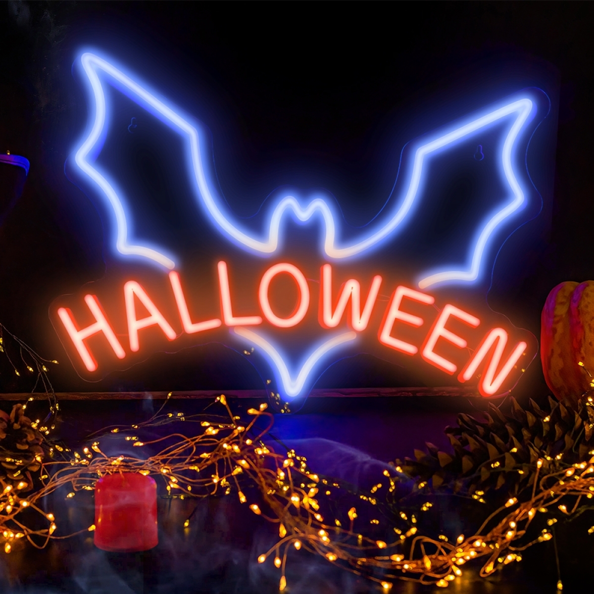 Neolia Διακοσμητικό Φωτιστικό Neon PLEXI LED HALLOWEEN Μπλε Κόκκινο NNE17 - Image 3