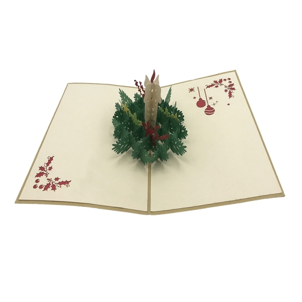 ORIGAMI Ευχετήρια Κάρτα 3D Χριστουγεννιάτικη Κερί ORSU3636