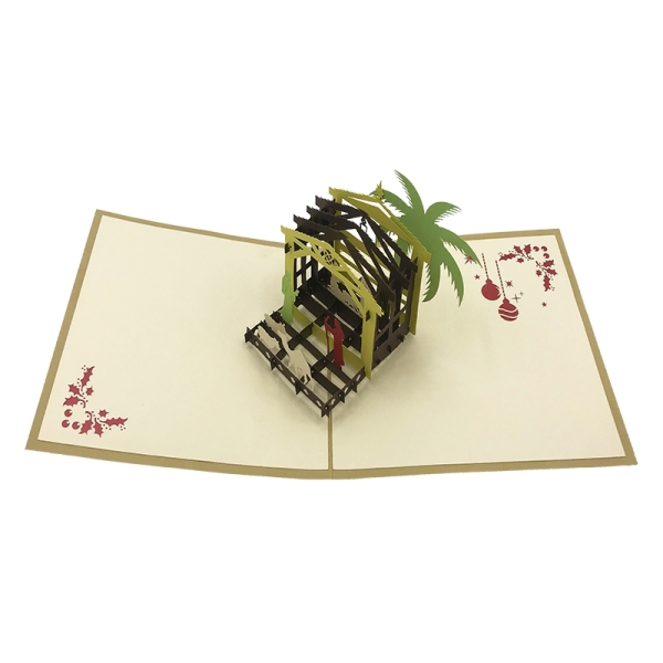 ORIGAMI Ευχετήρια Κάρτα 3D Χριστουγεννιάτικη Φάτνη ORSU3638