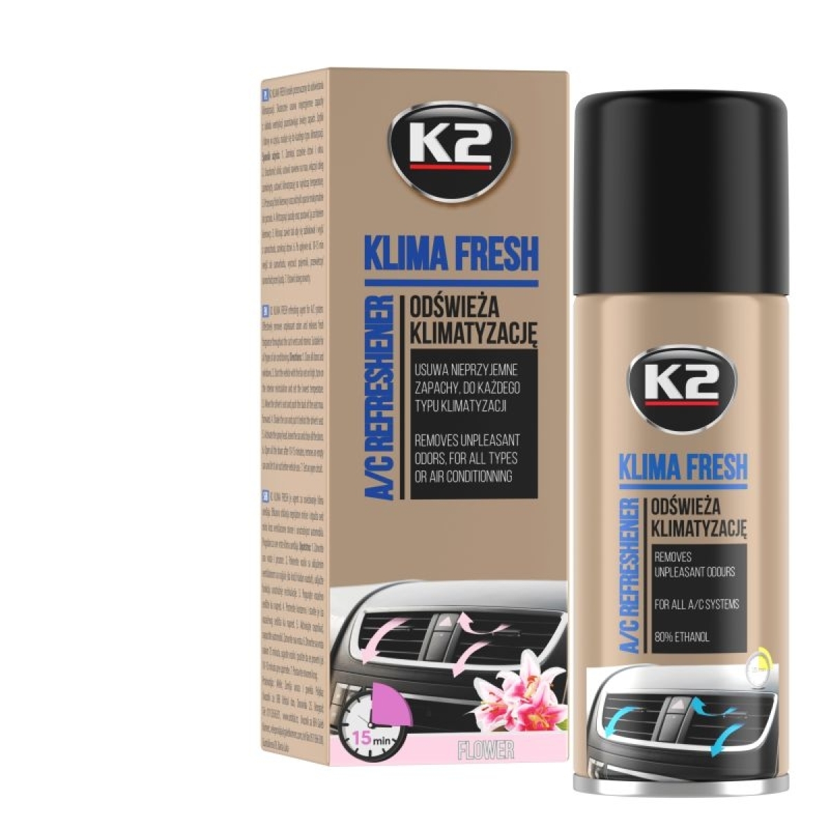 K2 Σπρέι Καθαρισμού για Air Condition Klima Fresh Flower (Άρωμα Λουλουδιών) 150ml K222FL - Image 3
