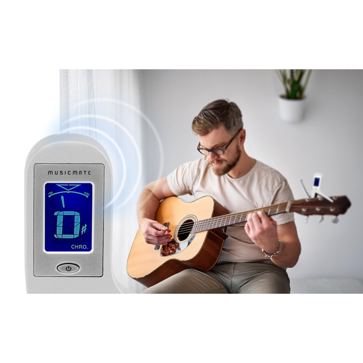 MusicMate Καποτάστο/Κουρδιστήρι Κιθάρας 2σε1 Λευκό MM-X100 CapoTuner - Image 2
