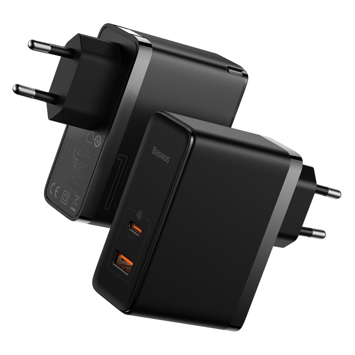 Baseus Φορτιστής GaN με Θύρα USB-A και Θύρα USB-C και Καλώδιο USB-C - USB-C 100W Power Delivery / Quick Charge 4+ Μαύρος - Image 3