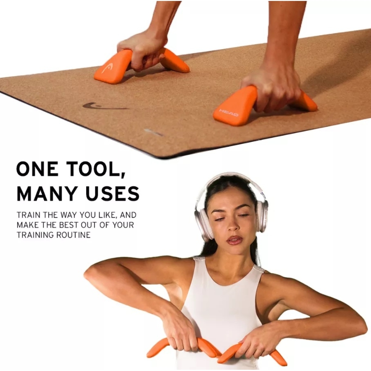 HEAD Βαράκια/Χειρολαβές για Push ups Σετ 2 x 1,5kg Πορτοκαλί HA188-3 - Image 2