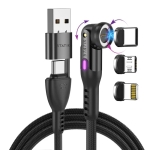 STATIK Καλώδιο Φόρτισης USB-A/Type C σε Type C Περιστρεφόμενη Type C/Lightning/Micro-USB 1m Μαύρο PUP-0520-3FT