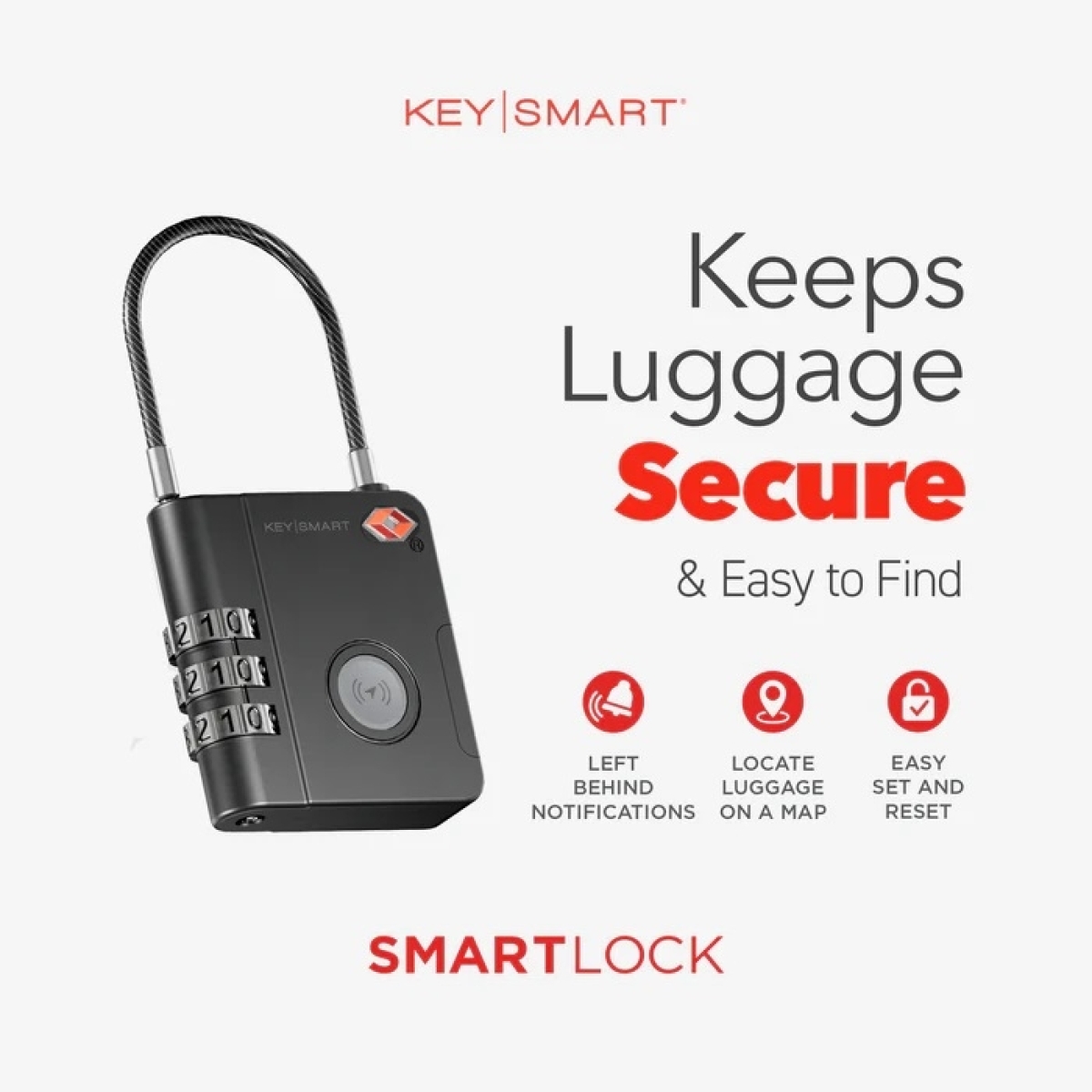KEY SMART SmartLock Κλειδαριά Αποσκευών TSA Approved Find My Lock KS520-BLK - Image 3