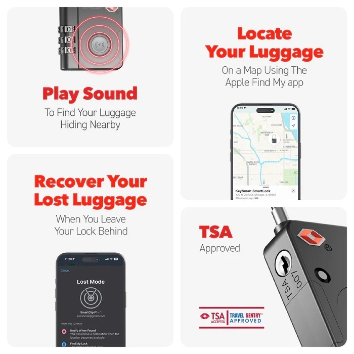 KEY SMART SmartLock Κλειδαριά Αποσκευών TSA Approved Find My Lock KS520-BLK - Image 2