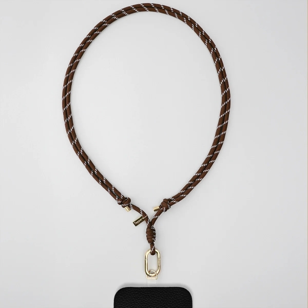 Tapper Λουράκι Λαιμού/Cross-Body Universal Καφέ Nylon / Χρυσό 18K 1162