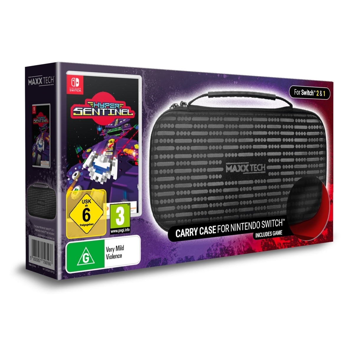 Maxx Tech Premium Θήκη Μεταφοράς & Παιχνίδι Hyper Sentinel (Κωδικός) Bundle για Nintendo Switch MXT-CASE&HS-SW1&2 - Image 2
