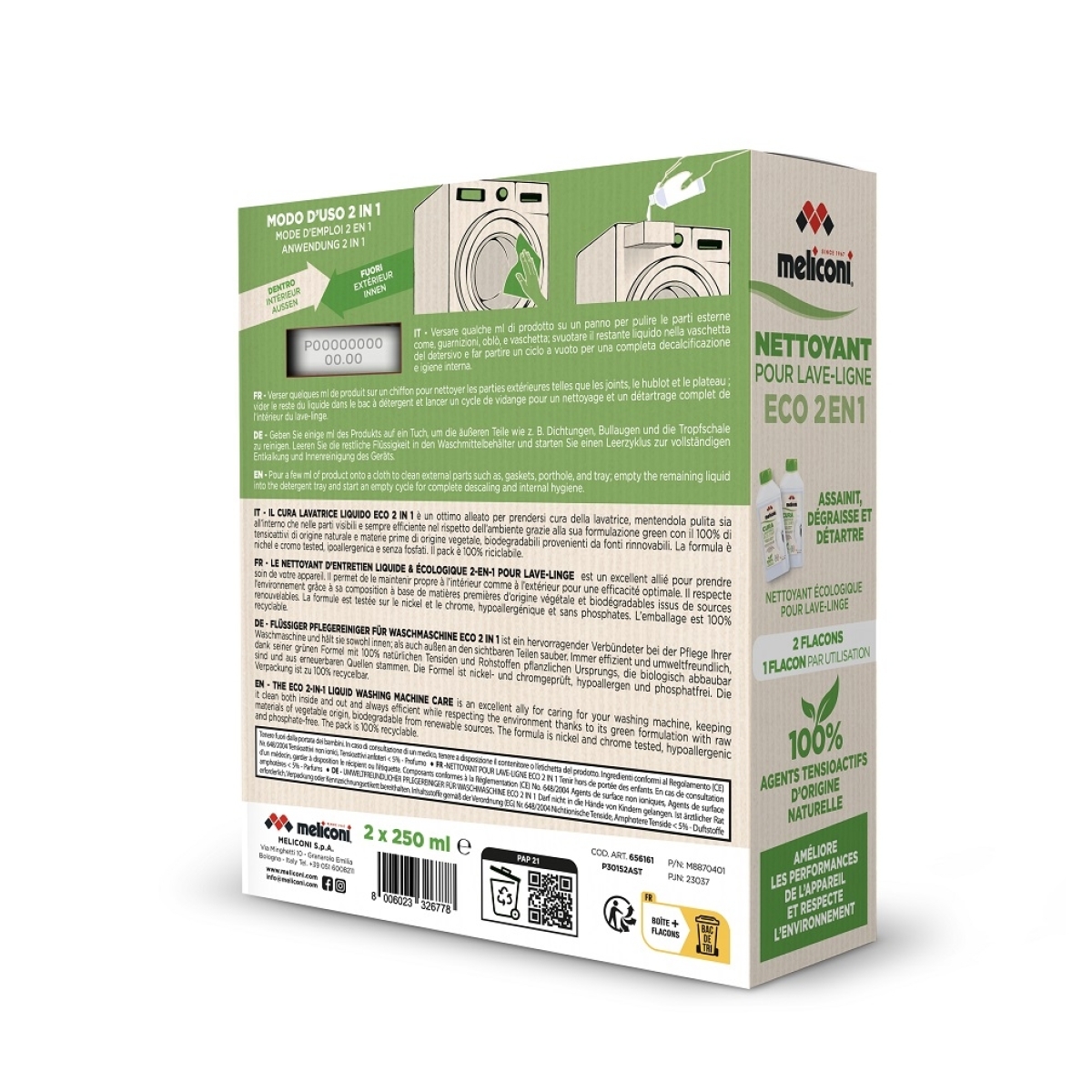 Meliconi ECO 2σε1 Καθαριστικό και Αφαλατικό Πλυντηρίου Ρούχων Υγρό 250 ml Σετ 2τμχ 656161 - Image 4