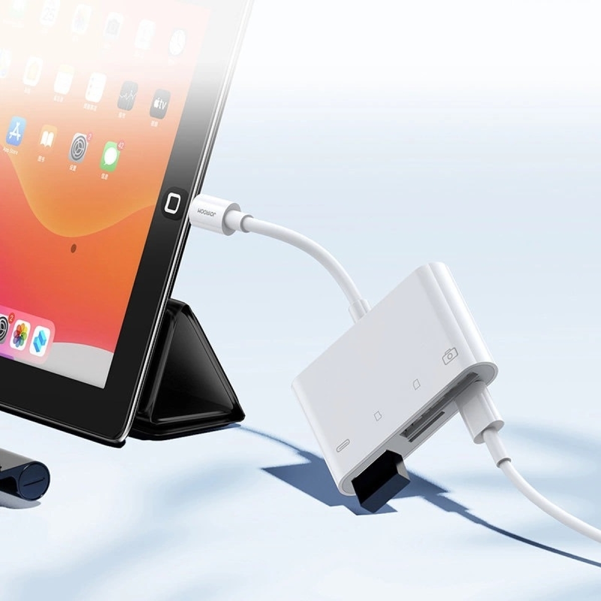 Joyroom Lightning OTG HUB - USB-A 3.2 / Lightning / SD, TF card reader Λευκό S-H142 - Image 3