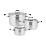 Teesa Cook Prime Σετ 3 Κατσαρόλες από Ανοξείδωτο Ατσάλι με Καπάκι TSA0149