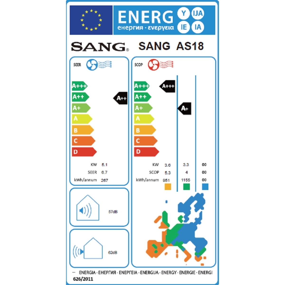 Sang Κλιματιστικό Inverter 18000 BTU A++/A+ AS-18IN / AS-18OUT - Image 2