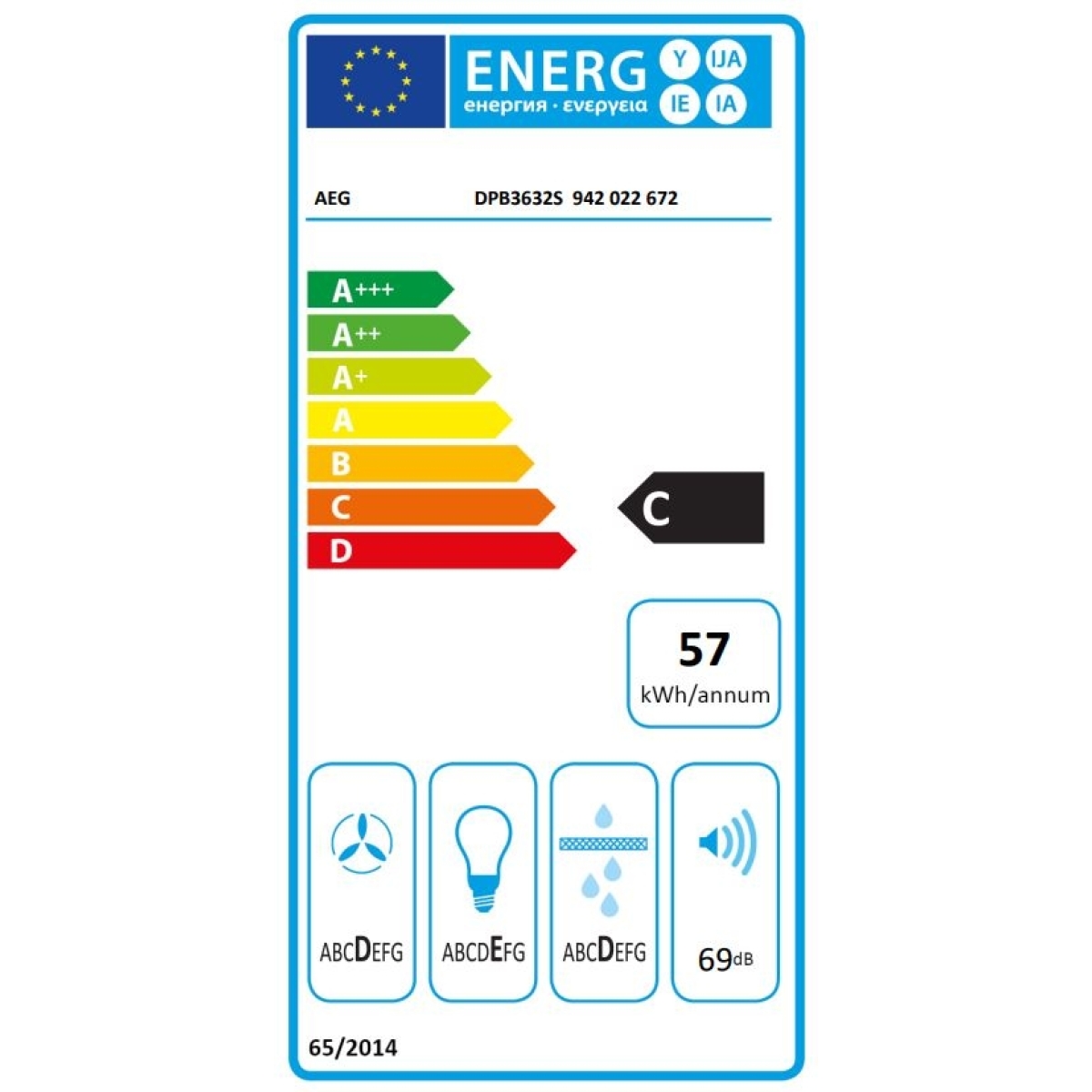 AEG Συρόμενος Απορροφητήρας 60cm Inox DPB3632S - Image 3