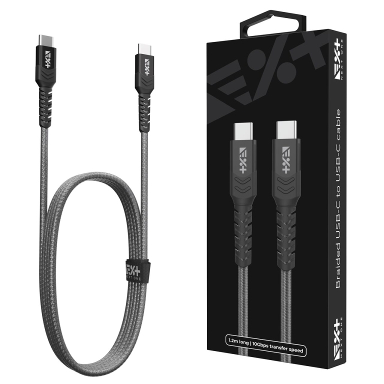 NEXT ONE Καλώδιο Φόρτισης Type C σε Type C 5A Braided 1.2m Space Gray (Γκρι) USBCX2-BRD-SG