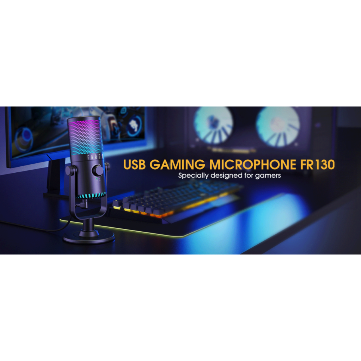 FARFISA FR 130 Επαγγελματικό USB 2.0 Πυκνωτικό Μικρόφωνο Cardoid RGB Επιτραπέζιο για Gaming, Streaming, Podcasts - Image 3