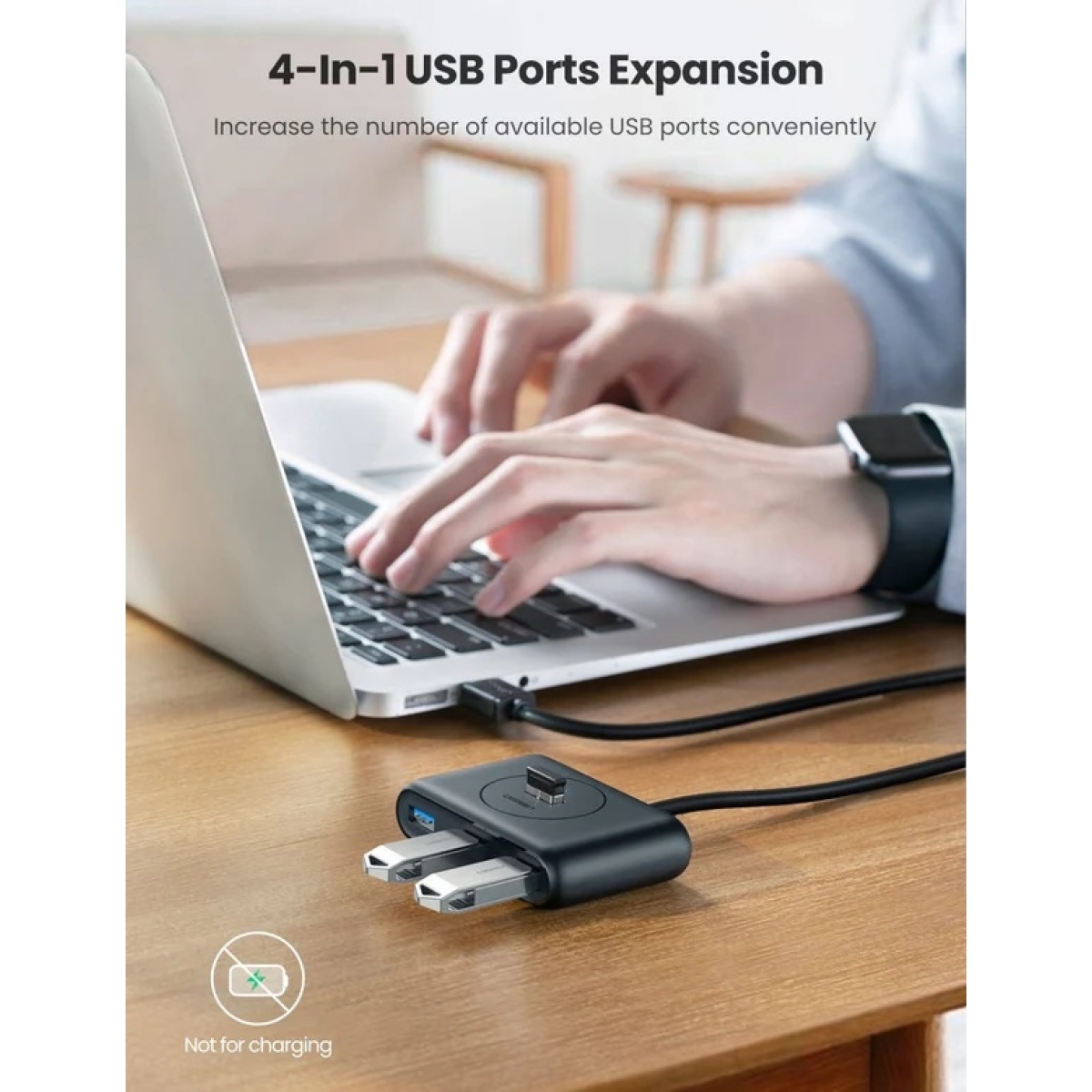 Ugreen CR113 USB 3.0 Hub 4 Θυρών με σύνδεση USB-A και Εξωτερική Παροχή Ρεύματος 20291 - Image 3