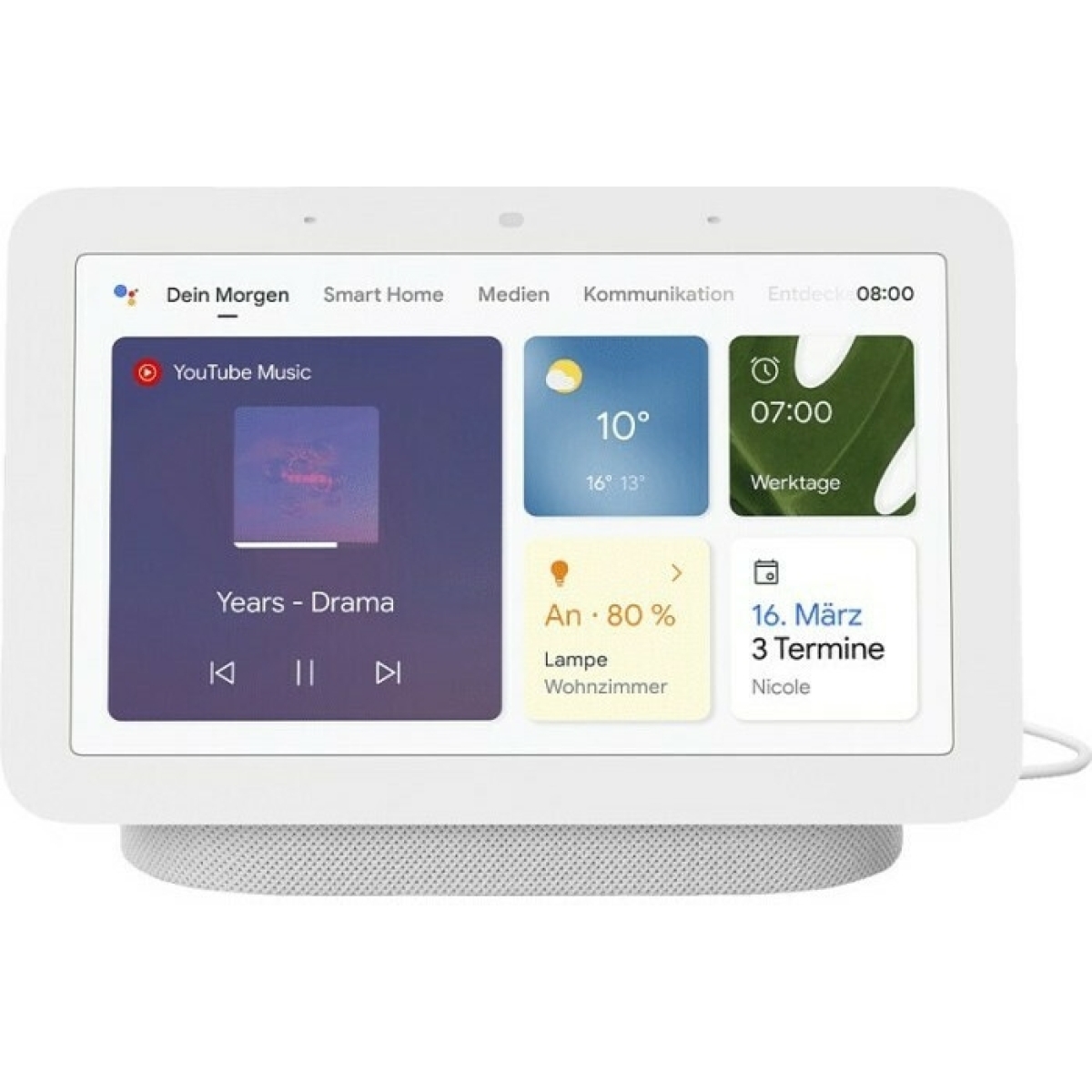 Google Nest Hub (2nd Gen) Smart Hub Wi-Fi / Bluetooth / Thread Συμβατό με Google Home σε Χρώμα Chalk Λευκό - Image 2