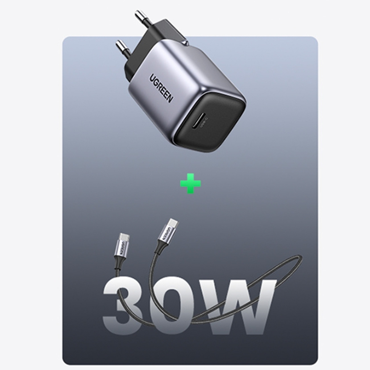 Ugreen Φορτιστής Χωρίς Καλώδιο GaN με Θύρα USB-C 30W Power Delivery Space Gray (Nexode) CD319 - Image 2