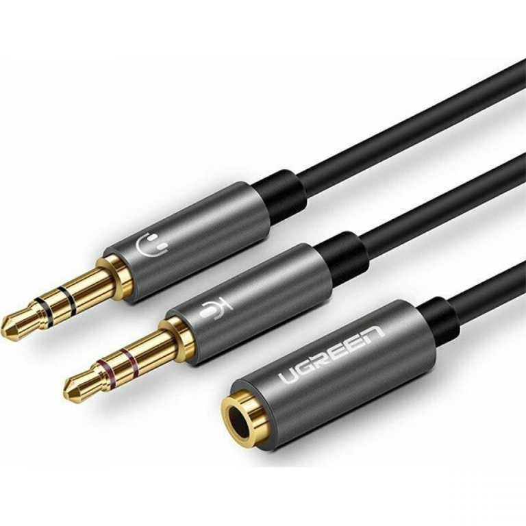 Ugreen Καλώδιο 3.5mm female - 2x 3.5mm male Μαύρο 0.28m 20899
