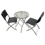 Σετ Τραπέζι με Γυάλινη επιφάνεια και Δύο Καρέκλες Rattan LIFETIME GARDEN 8711252396477