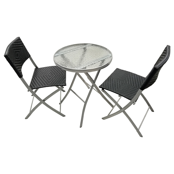 Σετ Τραπέζι με Γυάλινη επιφάνεια και Δύο Καρέκλες Rattan LIFETIME GARDEN 8711252396477