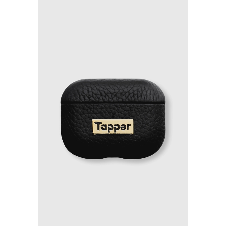 Tapper Θήκη για AirPods Pro Δερμάτινη με Επίχρυση Λεπτομέρεια Μαύρο 1863