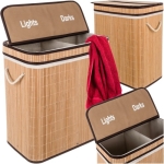 Καλάθι Απλύτων Bamboo με Καπάκι 60x54x35cm 2 Διαμερισμάτων Καφέ 00024269